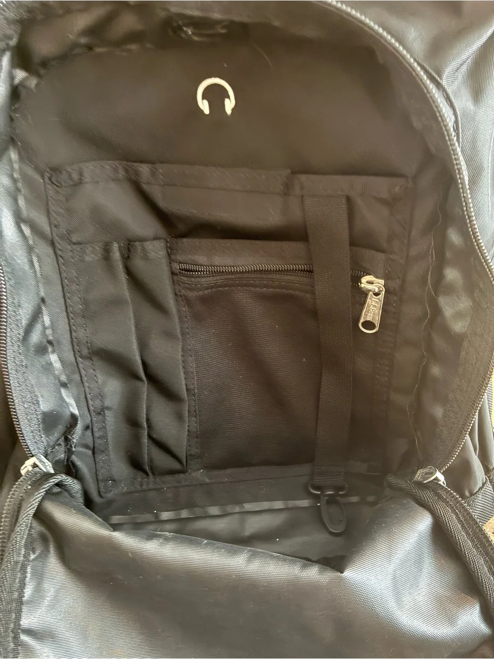 L.L. Bean Black Rolling Backpack with Silver Reflective Accent